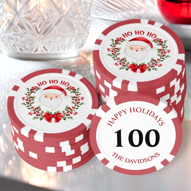 Navidades Chips de póquer Cute Santa Familia Nombr (Christmas Poker Chips Cute Santa Family Name)