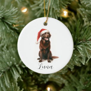 Navidades Chocolate Labrador Ornamento Gorra Perro