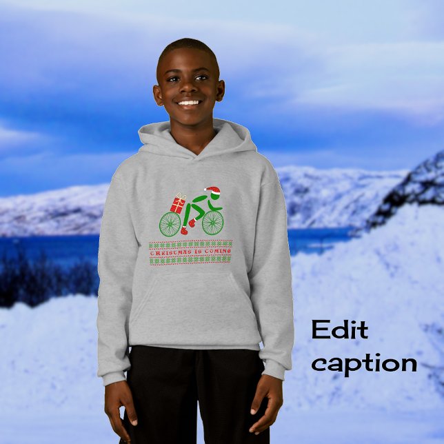 Navidades ciclistas personalizado de texto deporti (Light steel hoodie with 'Vivid Printing' option)