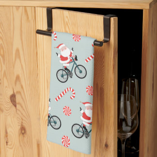 Navidades ciclistas toalla de cocina