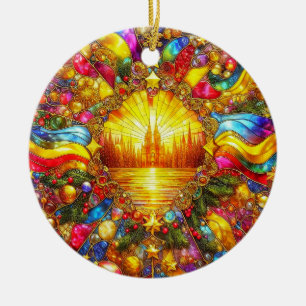 NAVIDADES CITYSCAPE ~ Ornamento cerámico ~ Brillan