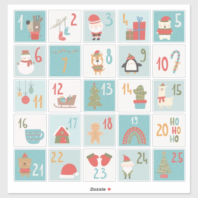 NAVIDADES clásicos de DIY Advent Calendar Pegatina (Hoja)