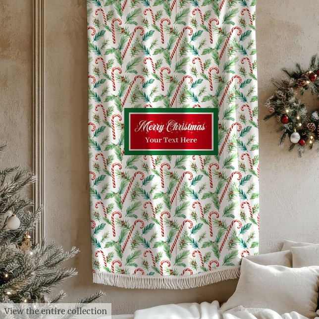 Navidades clásicos latas de dulces manta de color  (Classic Christmas candy canes watercolor blanket)