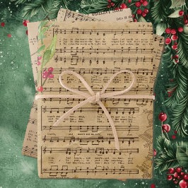 Navidades clásicos Música 3 hojas de papel de ajus