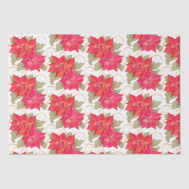 Navidades clásicos Papel de tejidos de puninsettia (Anverso)