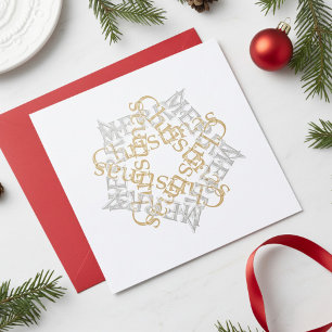 Navidades clásicos Star Gold Silver Caligraphy Art