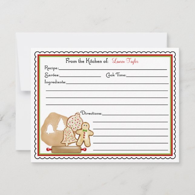 Navidades cocina tarjetas de recetas de cocina par (Anverso)