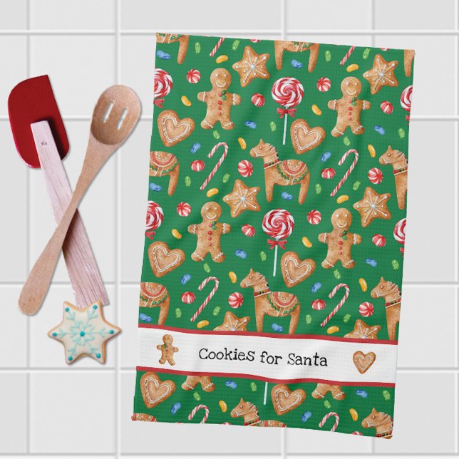 Navidades cocina toalla de cocina verde de Santa (Subido por el creador)