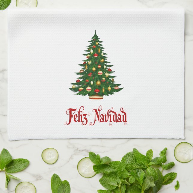 Navidades cocina toalla Feliz Navidad tres (Doblado)