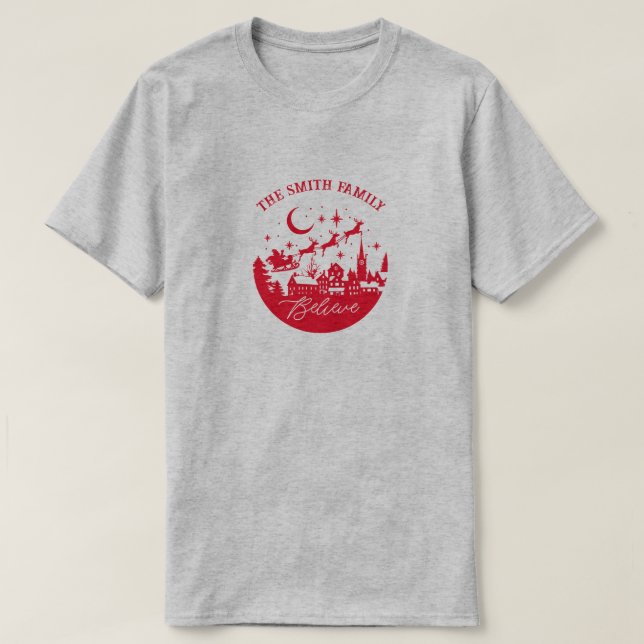 Navidades coincidentes creen que camiseta familiar (Diseño del anverso)