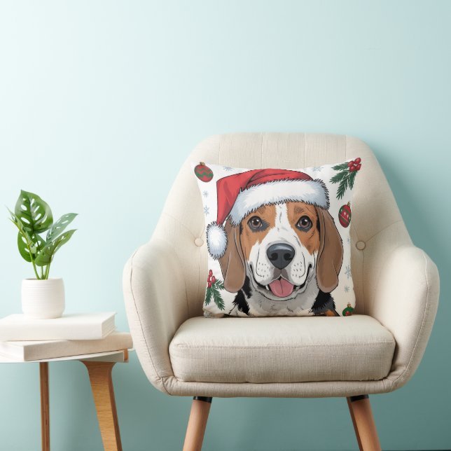 Navidades Cojín decorativo de Santa Dog Beagle (Silla)