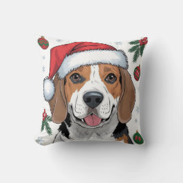 Navidades Cojín decorativo de Santa Dog Beagle