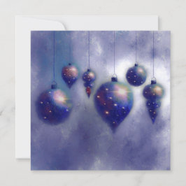 Navidades colgando la tarjeta plana Blue Baubles