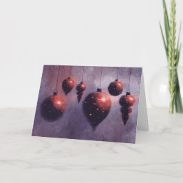 Navidades colgando tarjetas de vacaciones dobladas