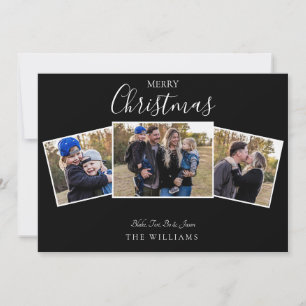 Navidades Collage Photo Black Flat Card