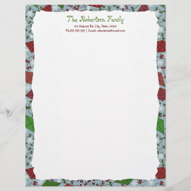 Navidades Cometas, membrete personalizado (Anverso)