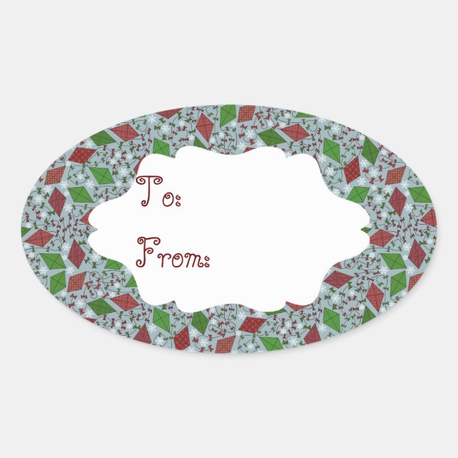 Navidades Cometas, pegatina de regalo (Anverso)