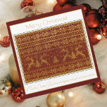 Navidades con detalles de tirón de punto con cierv<br><div class="desc">Feliz Navidad,  oro y rojo oscuro. Cervezas,  árboles de Navidad y copos de nieve de un amante de punto. Personalizable.</div>