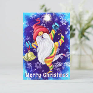 Navidades con gnome feliz con campanas