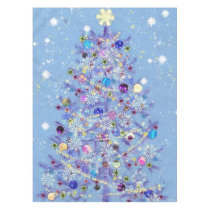 Navidades con manteles con bello árbol de Navidad