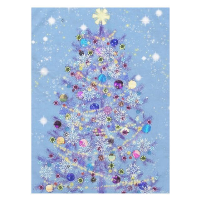 Navidades con manteles con bello árbol de Navidad (Anverso)