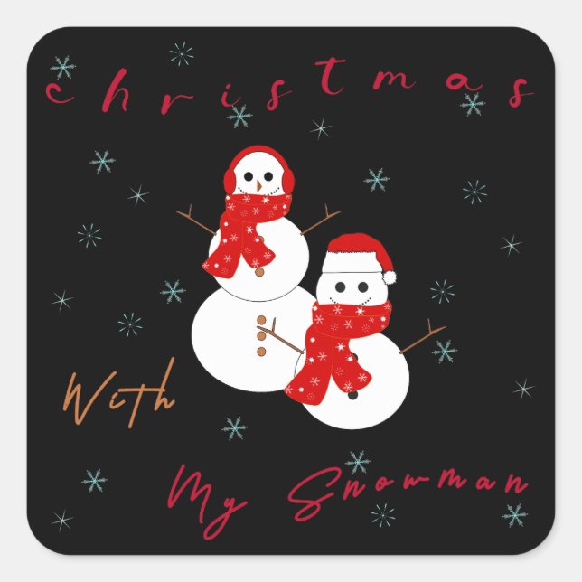 Navidades con mi hombre de nieve | Pegatina de Nav (Anverso)