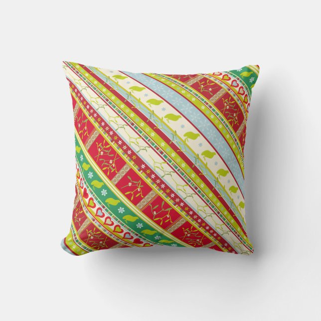 Navidades con motivos en almohada roja y verde (Anverso)