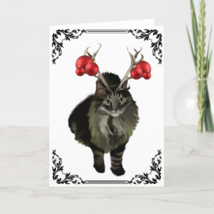 Navidades con tarjeta de reno Maine Coon