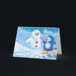 Navidades con tarjeta Penguin y Snowman<br><div class="desc">Navidades con tarjeta Penguin y Snowman</div>