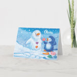 Navidades con tarjeta Penguin y Snowman<br><div class="desc">Navidades con tarjeta Penguin y Snowman</div>