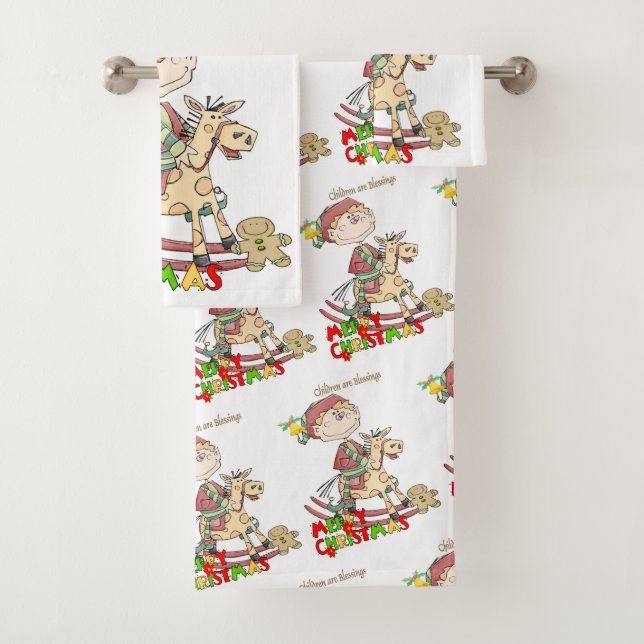 Navidades con toallas de baño, niños bendecidos (In situ)