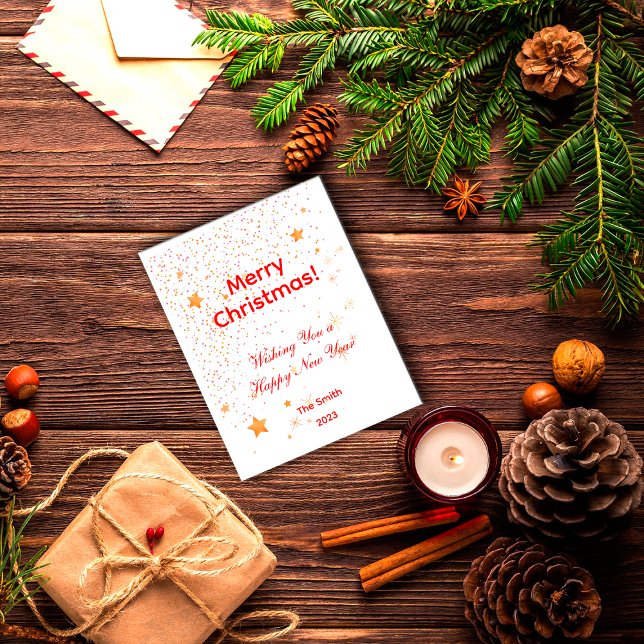 Navidades confeti estrellas doradas postal roja bl (Subido por el creador)