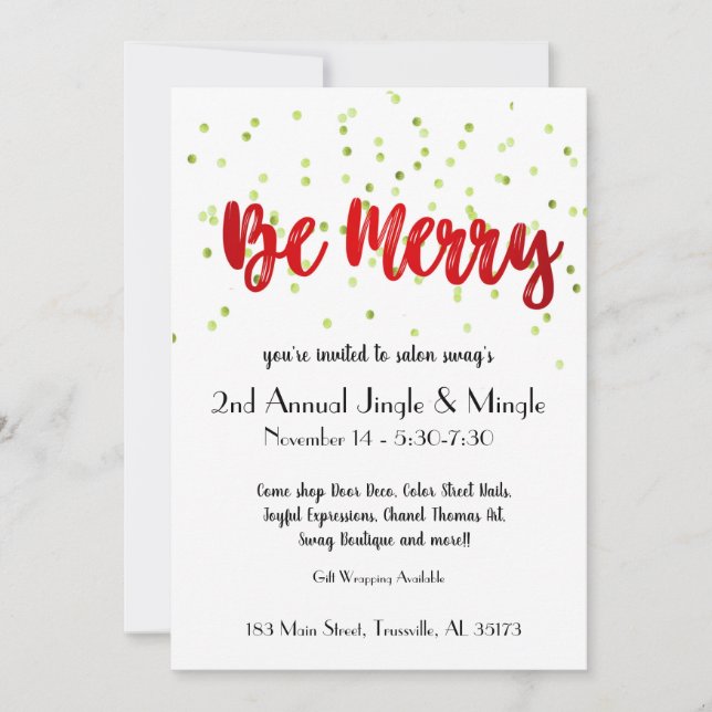 Navidades Confetti Jingle y Mingle Invitación (Anverso)