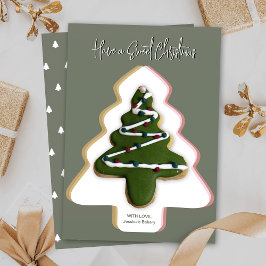Navidades Cookie Card Árbol de navidad verde pino 