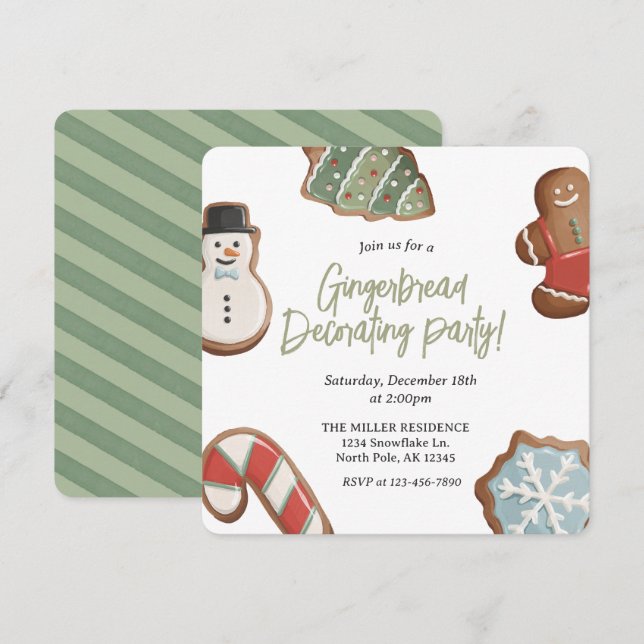 Navidades Cookie Decorando Invitación de fiesta (Anverso / Reverso)
