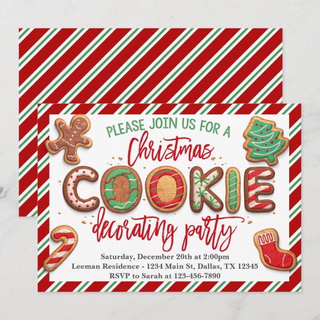 Navidades Cookie Decorando Invitación de fiesta (Anverso / Reverso)