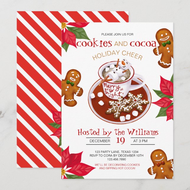Navidades Cookie Decorando Invitación de fiesta (Anverso / Reverso)