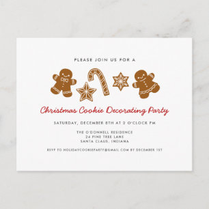 Navidades Cookie Decorando Invitación de fiesta