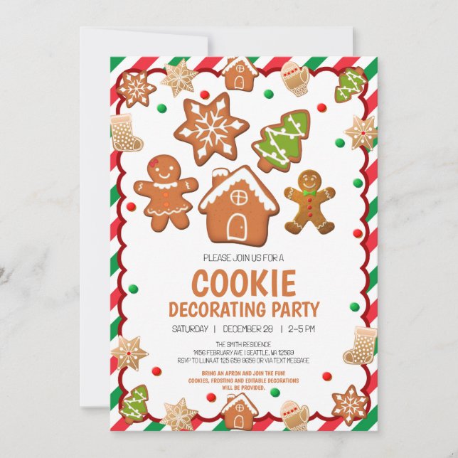 Navidades Cookie Decorando Invitación de fiesta (Anverso)