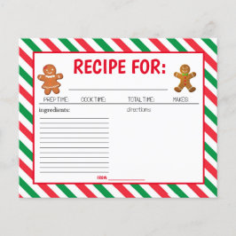 Navidades Cookie Decorando tarjeta de recetas Fies