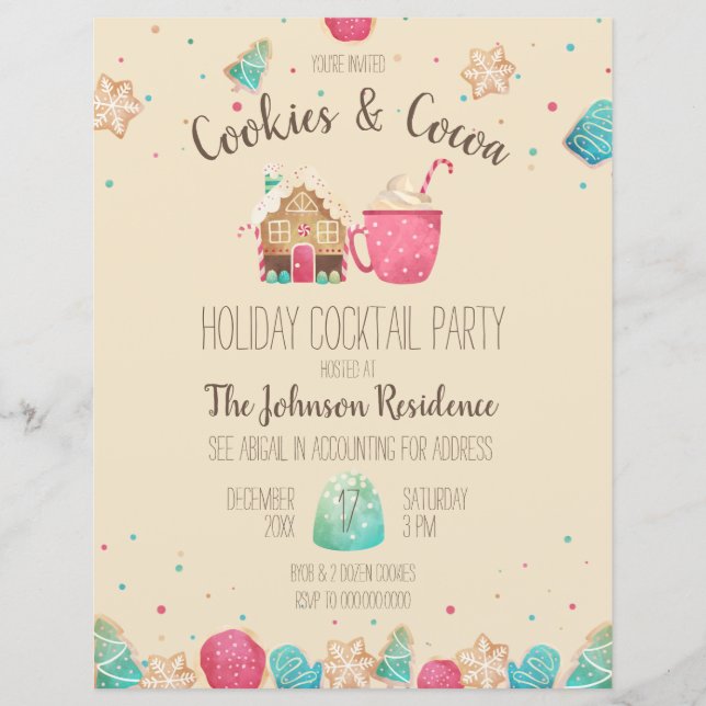 Navidades Cookie Exchange Cute Fiesta Flyer (Anverso)