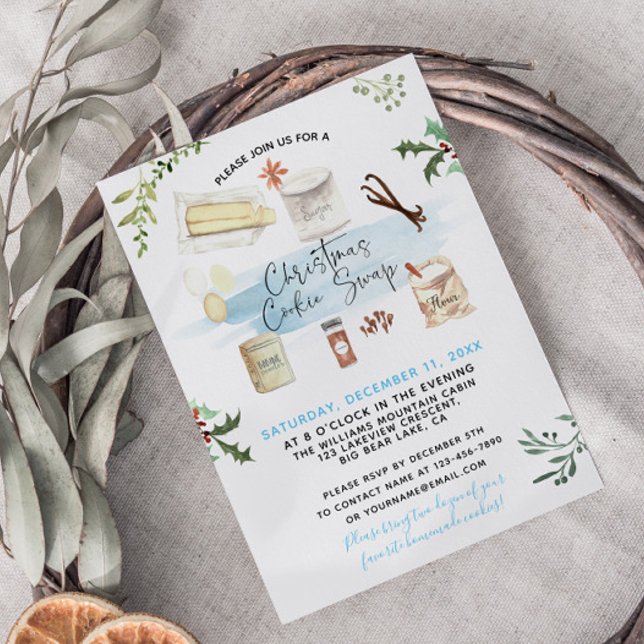 Navidades Cookie intercambian invitaciones a cooki (Host a sweet holiday gathering with this charming cookie swap invite! Festive fun and treats await!)