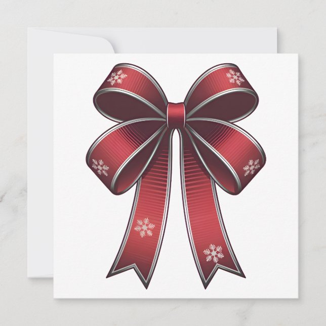 Navidades Coquette Red Bow Con Tarjeta De Snowflak (Anverso)
