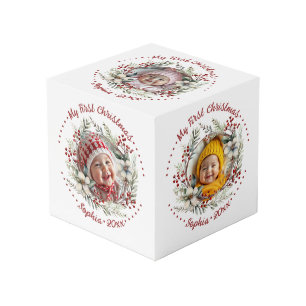 Navidades corean con flores bayas cubo de fotos