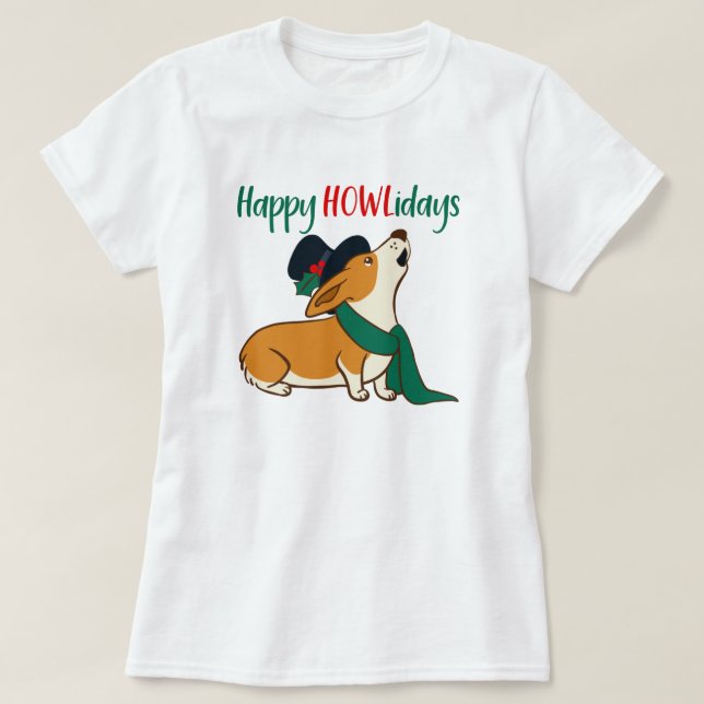 Navidades Corgi Cantando Camiseta (Diseño del anverso)
