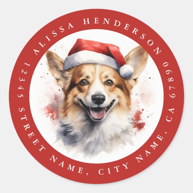 Navidades Corgi Pegatinas Redondos (Anverso)
