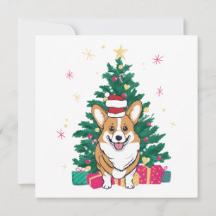 Navidades Corgi Perro y Árbol de Navidad