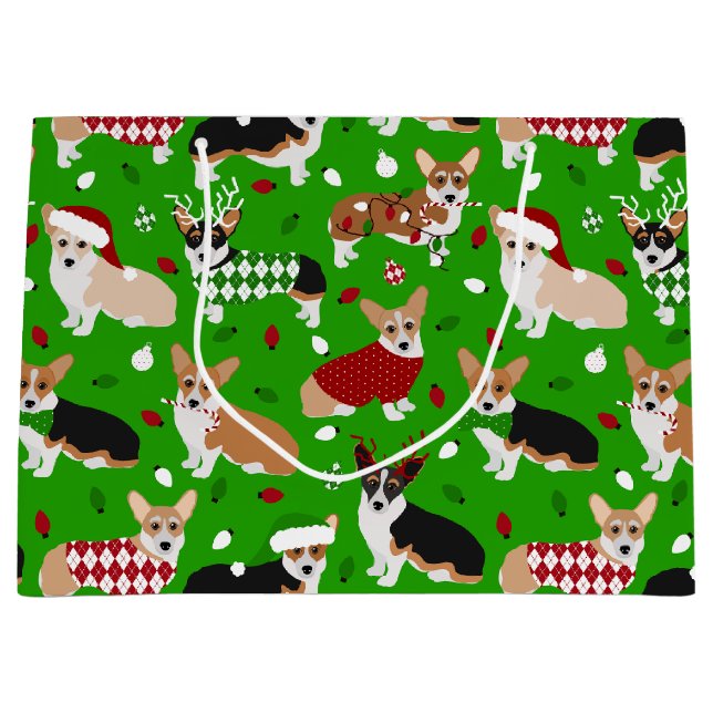 Navidades Corgi Perros Bolsa de regalo grande (Anverso)