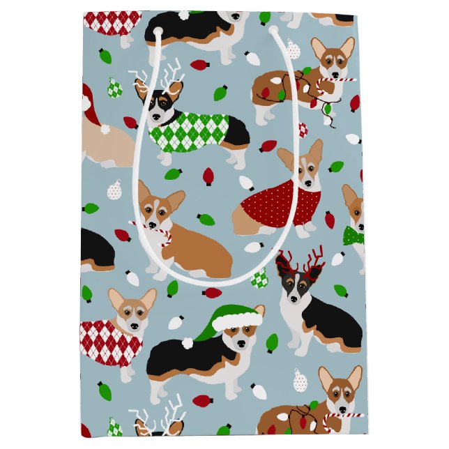 Navidades Corgi Perros Bolsa de regalo media (Anverso)