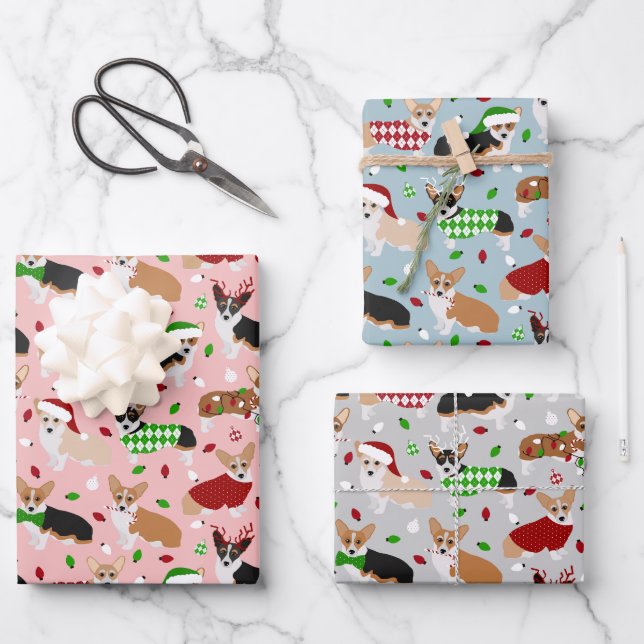Navidades Corgi Perros Envolver hojas de papel (Anverso)
